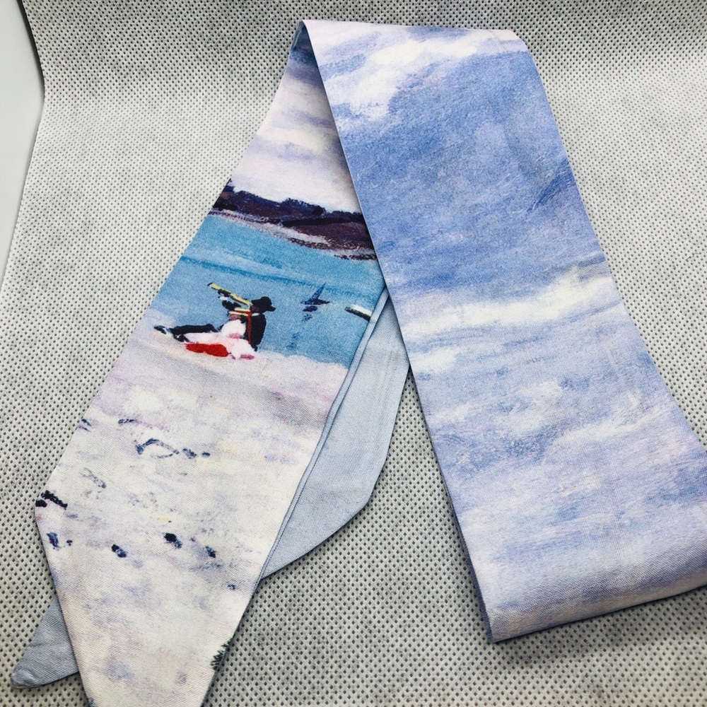 Artistic Blue and White Necktie scarf